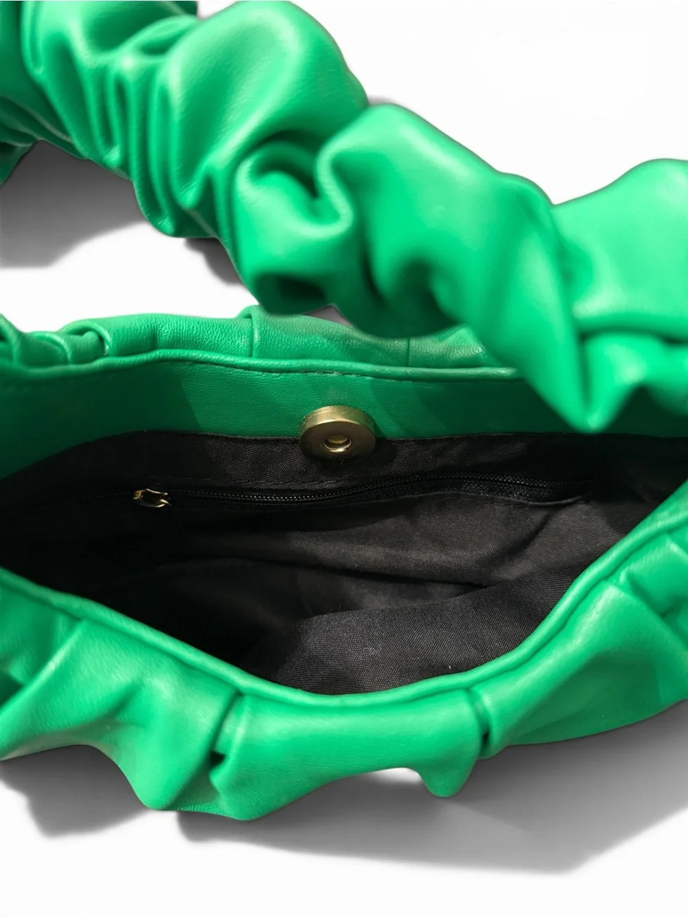 Green Ruched Hobo Shoulder Bag Y2K Minimalist Quiet Luxury Chic